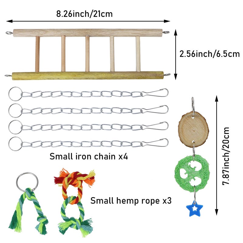 Litewoo Bird Ladder Toy Hanging Swing Natural Wood Hammock Toy for Small Parrot Parakeet Cockatiel African Grey Cockatoos Conure Finch Cage Accessories - Image 2
